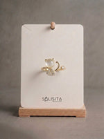 Load image into Gallery viewer, Cat's Eye Crystal Open Ring Gold Close-Up Detail — Solisita