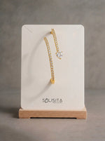 Load image into Gallery viewer, Crystal Heart Wrap Bangle Gold Close-Up Crystal Detail — Solisita