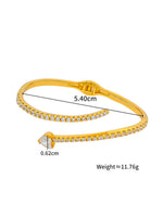 Load image into Gallery viewer, Crystal Heart Wrap Bangle Gold Flat-Lay Styled — Solisita