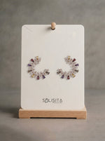 Load image into Gallery viewer, Sunburst Crystal C-Hoop Earrings Gold Product Only — Solisita