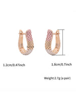 Load image into Gallery viewer, Tricolor Textured U-Hoop Earrings Copper Alloy Flat-Lay — Solisita