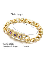 Load image into Gallery viewer, Vintage Amethyst Cuban Bracelet Gold Flat-Lay — Solisita
