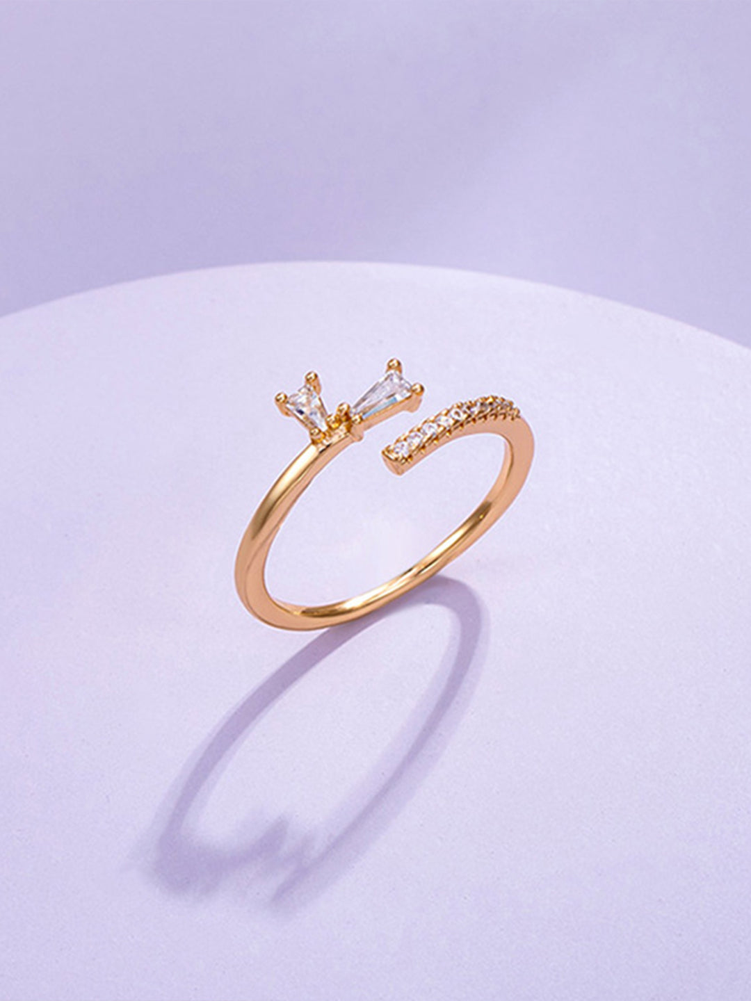 Baguette & Pavé Geometric Open Ring Gold Flat-Lay — Solisita