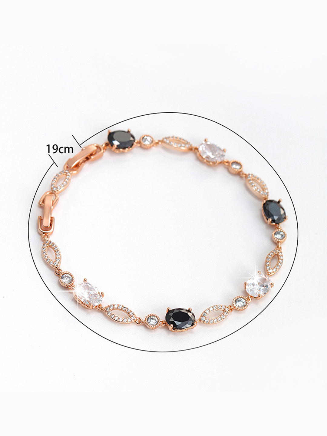 Black & Clear Crystal Link Bracelet Rose Gold Styled — Solisita