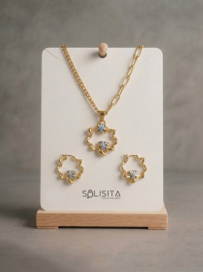 Blue Enamel Fish Asymmetrical Set (2-Piece)