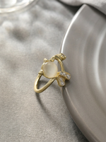 Load image into Gallery viewer, Cat's Eye Crystal Open Ring Gold Angle View — Solisita
