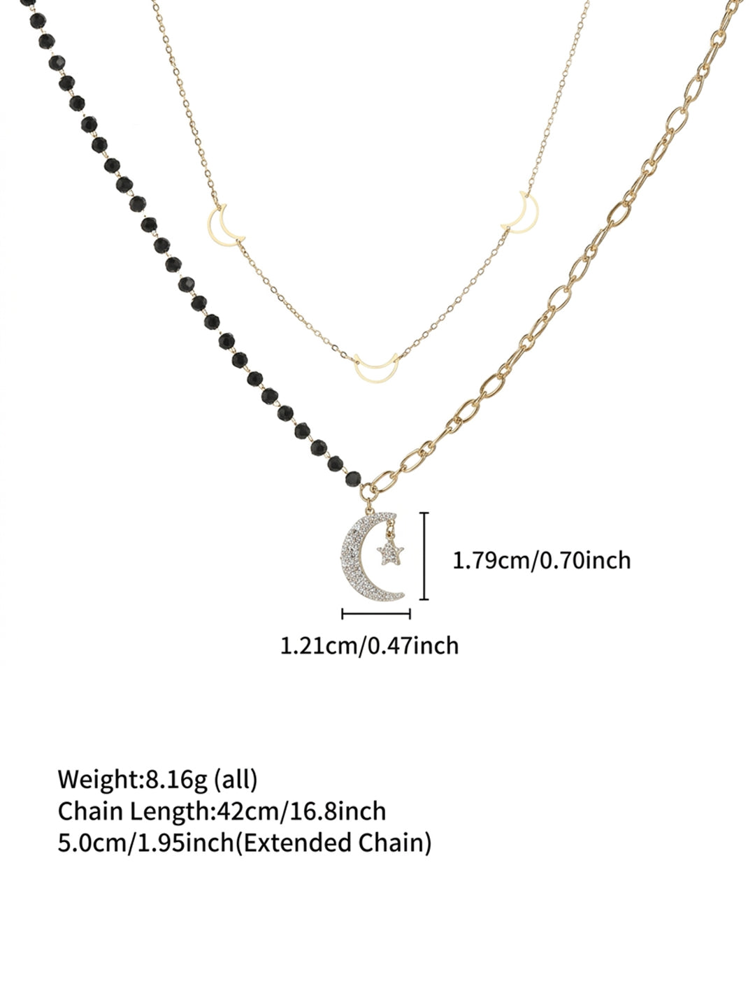 Celestial Star & Moon Layered Necklace Gold Styled Flat-Lay — Solisita
