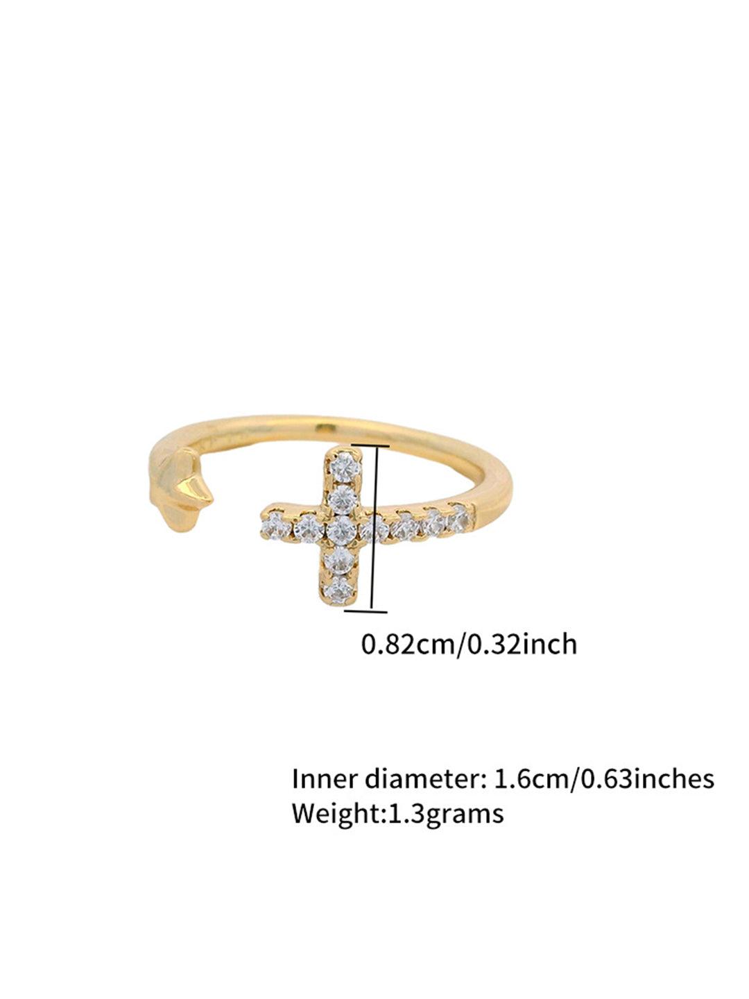 Crystal Cross & Star Open Ring Gold Styled with Other Rings — Solisita