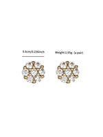 Load image into Gallery viewer, Crystal Flower Stud Earrings Gold Flat-Lay Styled — Solisita

