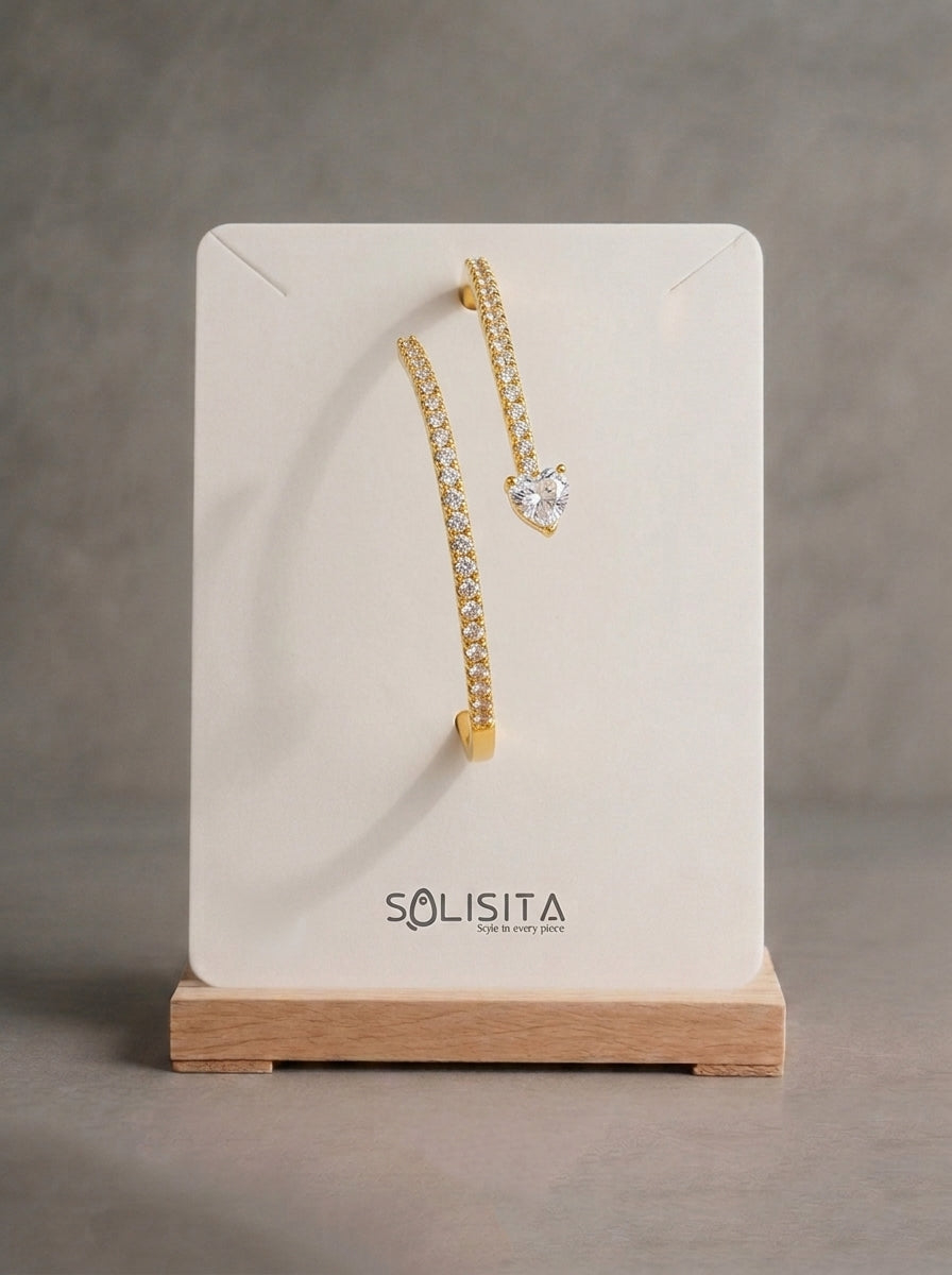 Crystal Heart Wrap Bangle Gold Close-Up Crystal Detail — Solisita