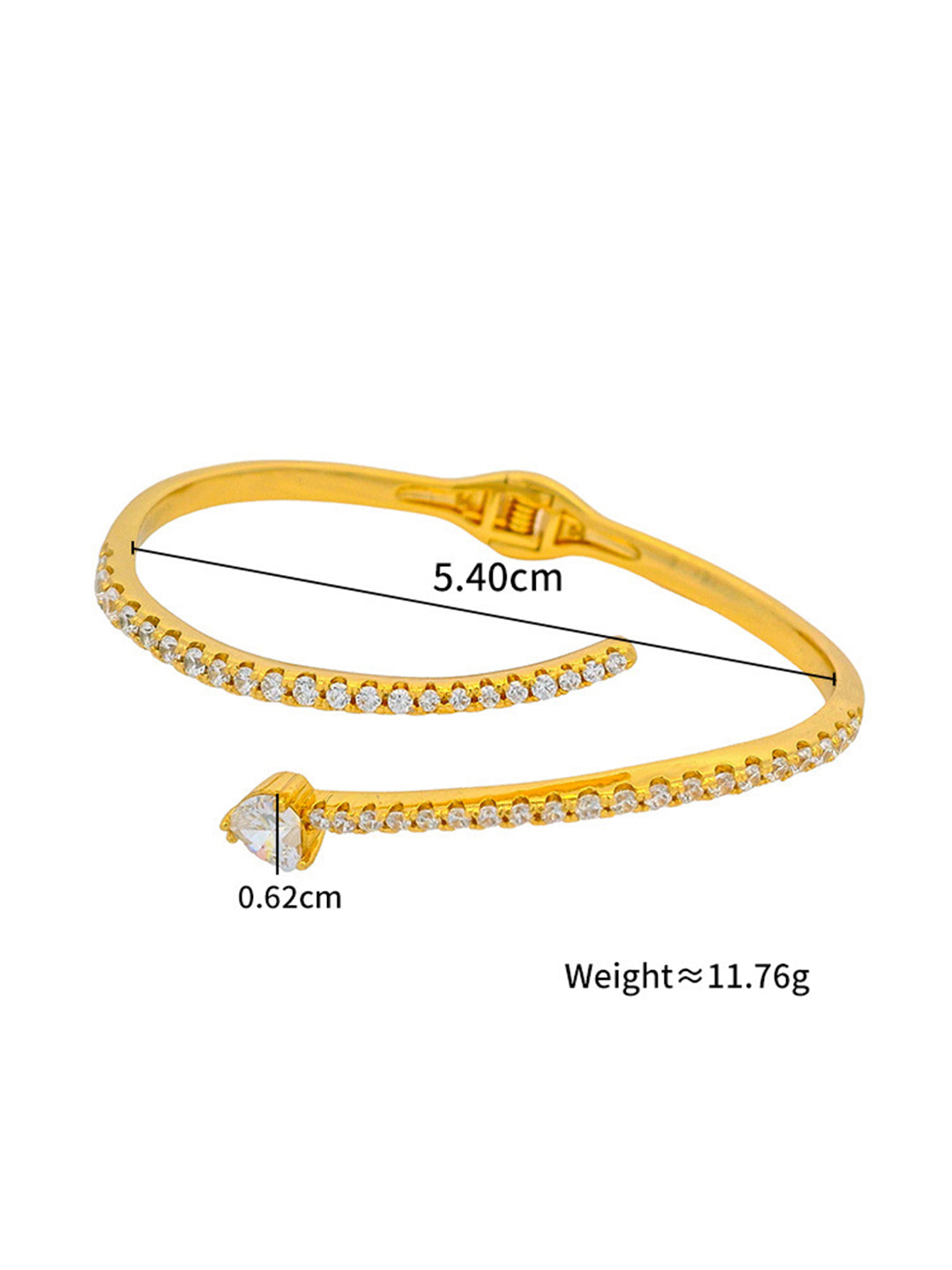 Crystal Heart Wrap Bangle Gold Flat-Lay Styled — Solisita