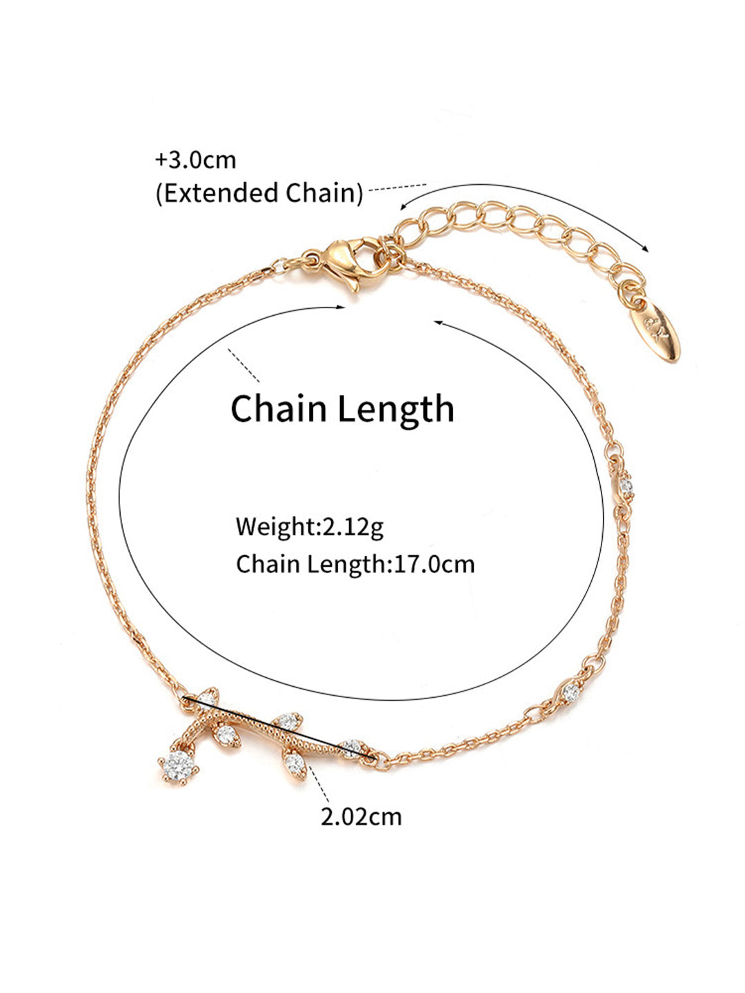 Crystal Leaf Branch Bracelet Gold Flat-Lay Styled — Solisita