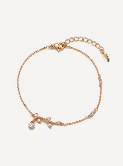 Crystal Leaf Branch Bracelet - Gold
