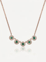 Load image into Gallery viewer, Emerald Green Halo Disc Necklace Gold Front View — Solisita
