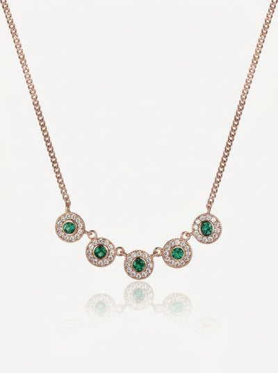 Emerald Green Halo Disc Necklace – Gold