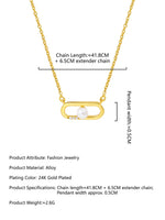 Load image into Gallery viewer, Paperclip Pearl Necklace Gold-Tone Flat-Lay — Solisita
