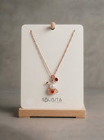Load image into Gallery viewer, Rose Gold Bunny &amp; Pearl Necklace Gold-Tone Detail Close-Up — Solisita
