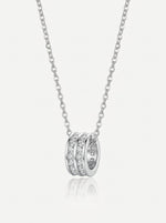 Load image into Gallery viewer, Pavé Crystal Circle Pendant Silver Front View — Solisita
