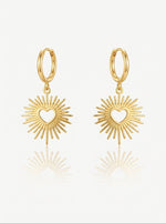 Load image into Gallery viewer, Solar Heart Earrings Gold Front View — Solisita
