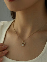 Load image into Gallery viewer, Sparkling Crystal Kitten Pendant Gold Side View — Solisita
