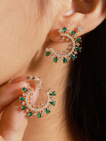 Load image into Gallery viewer, Sunburst Crystal C-Hoop Earrings Gold On-Ear Model — Solisita
