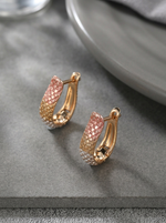 Load image into Gallery viewer, Tricolor Textured U-Hoop Earrings Copper Alloy Styled Look — Solisita

