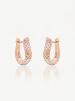 Load image into Gallery viewer, Tricolor Textured U-Hoop Earrings Copper Alloy Front View — Solisita
