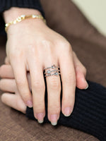 Load image into Gallery viewer, Triple Star Stacked Ring Silver On-Hand Styled — Solisita
