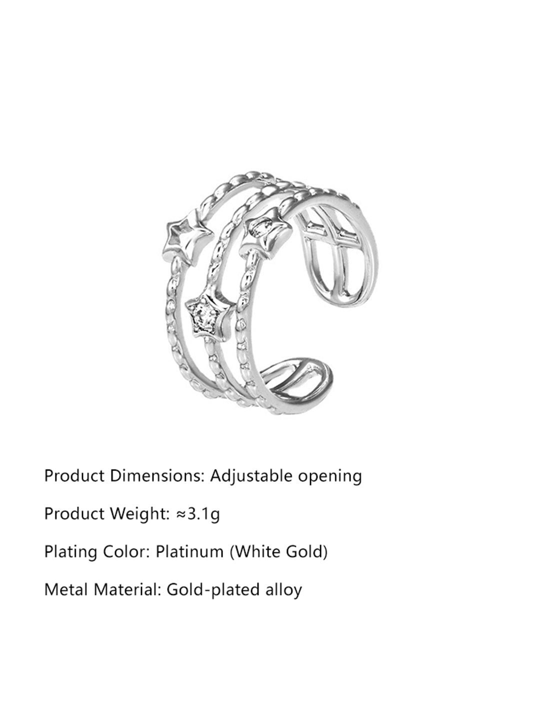 Triple Star Stacked Ring Silver Flat-Lay — Solisita