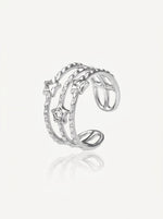 Load image into Gallery viewer, Triple Star Stacked Ring Silver Front View — Solisita
