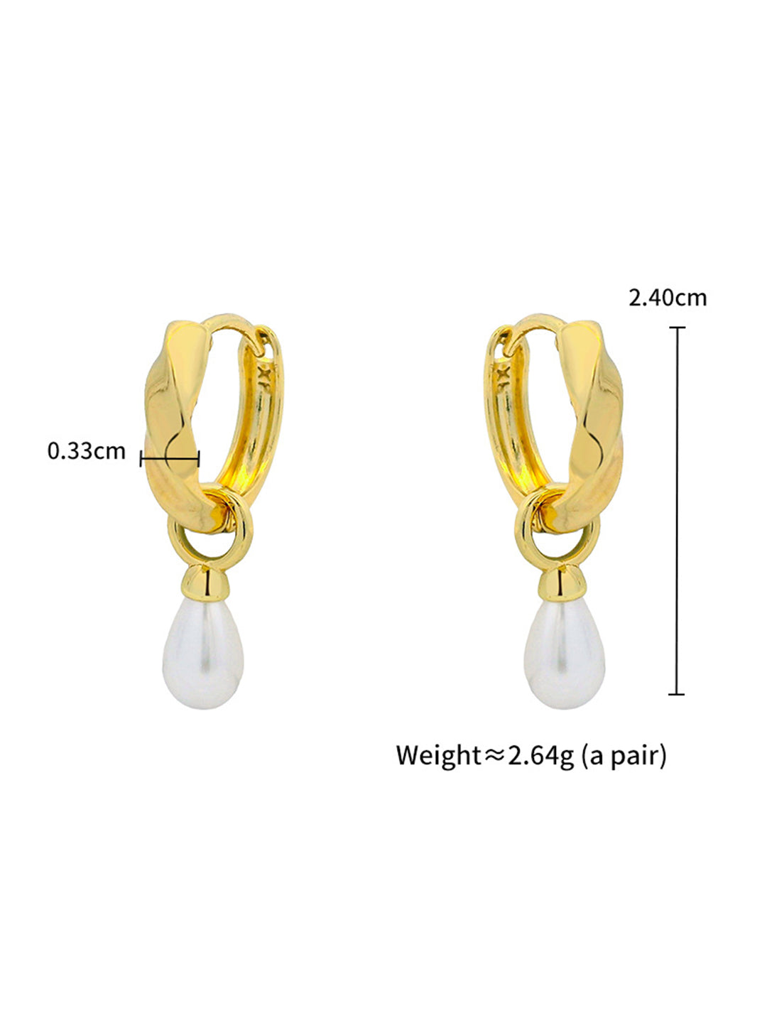 Twisted Pearl Drop Earrings Gold Water Drop Effect — Solisita