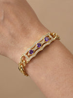 Load image into Gallery viewer, Vintage Amethyst Cuban Bracelet Gold On-Wrist — Solisita
