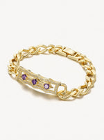 Load image into Gallery viewer, Vintage Amethyst Cuban Bracelet Gold Front View — Solisita
