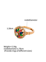 Load image into Gallery viewer, Vintage Multi-Colour Crystal Flower Ring Gold Flat-Lay Styled — Solisita
