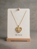 Load image into Gallery viewer, Vintage Panther Heart Pendant Gold On-Neck Styled — Solisita
