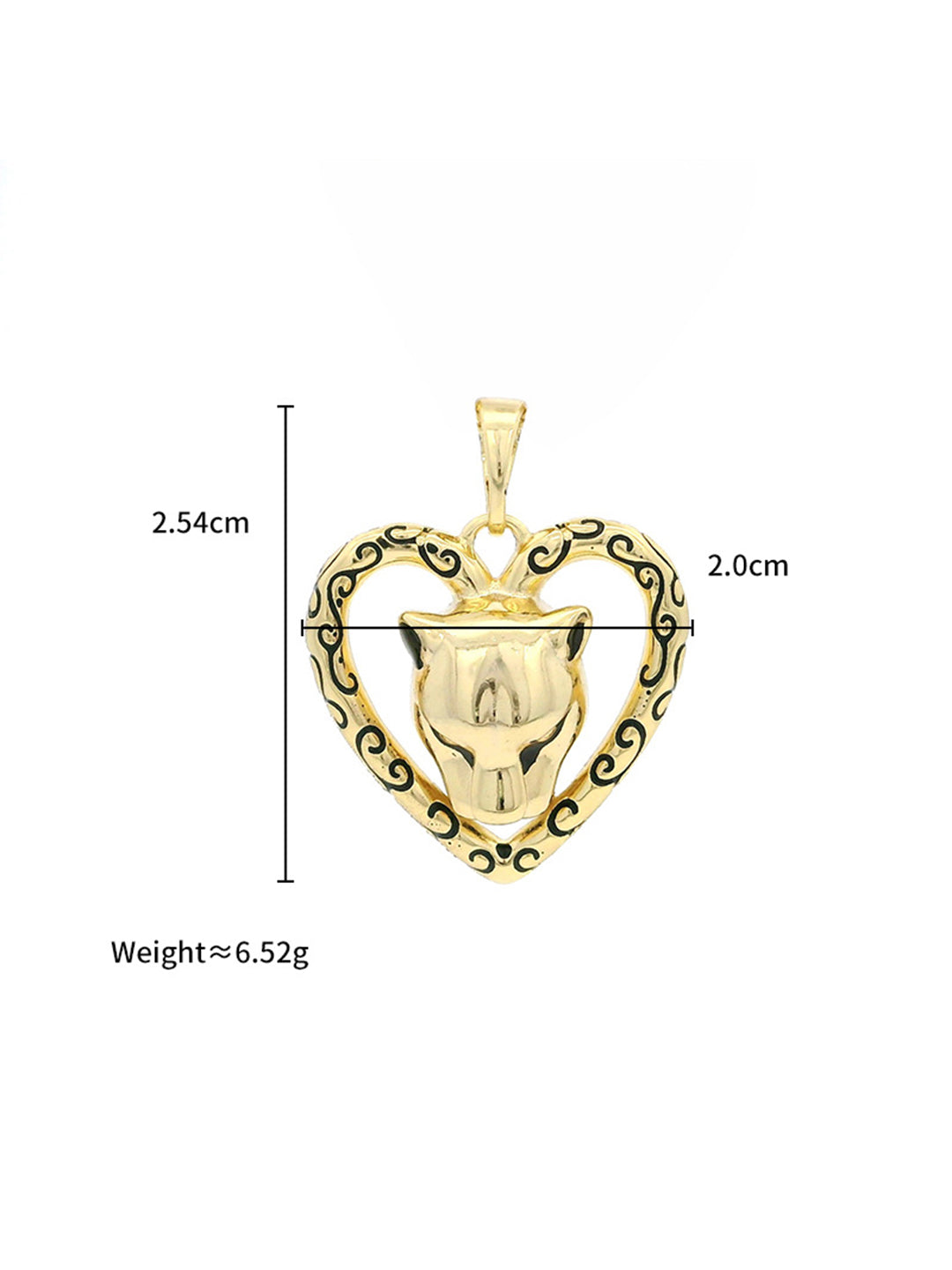 Vintage Panther Heart Pendant Gold Flat-Lay With Chain — Solisita
