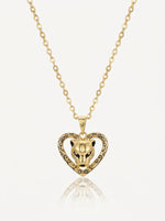 Load image into Gallery viewer, Vintage Panther Heart Pendant Gold Front View — Solisita

