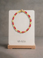 Load image into Gallery viewer, Vintage Ruby Marquise Bracelet Gold Detail Close-Up — Solisita

