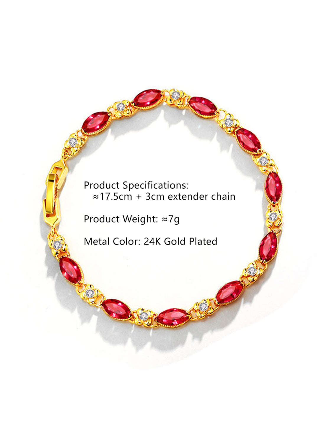 Vintage Ruby Marquise Bracelet Gold Flat-Lay Styled — Solisita