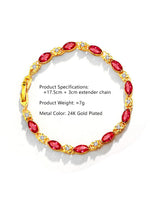 Load image into Gallery viewer, Vintage Ruby Marquise Bracelet Gold Flat-Lay Styled — Solisita
