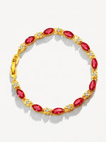 Load image into Gallery viewer, Vintage Ruby Marquise Bracelet Gold Front View — Solisita
